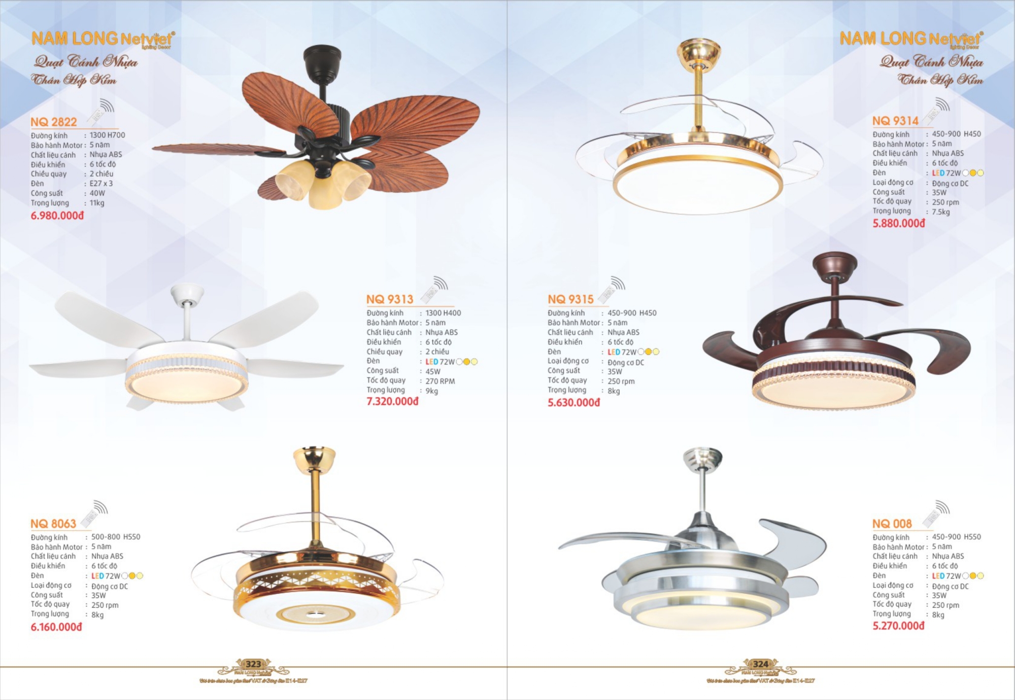 Bảng giá đèn trang trí Nam Long